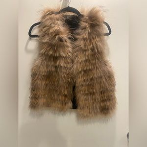 Wish taupe genuine fur vest